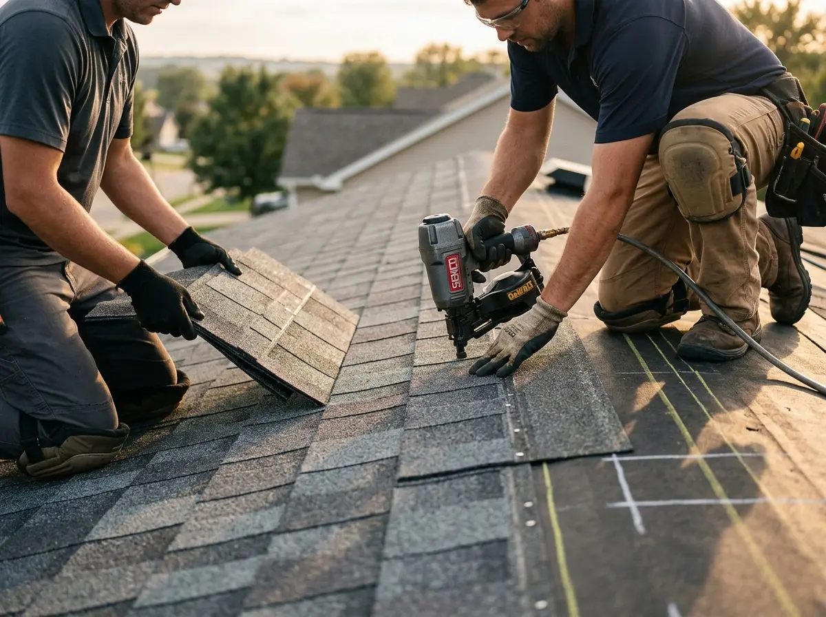 Professional roofer working on a residential roof in East Honolulu
